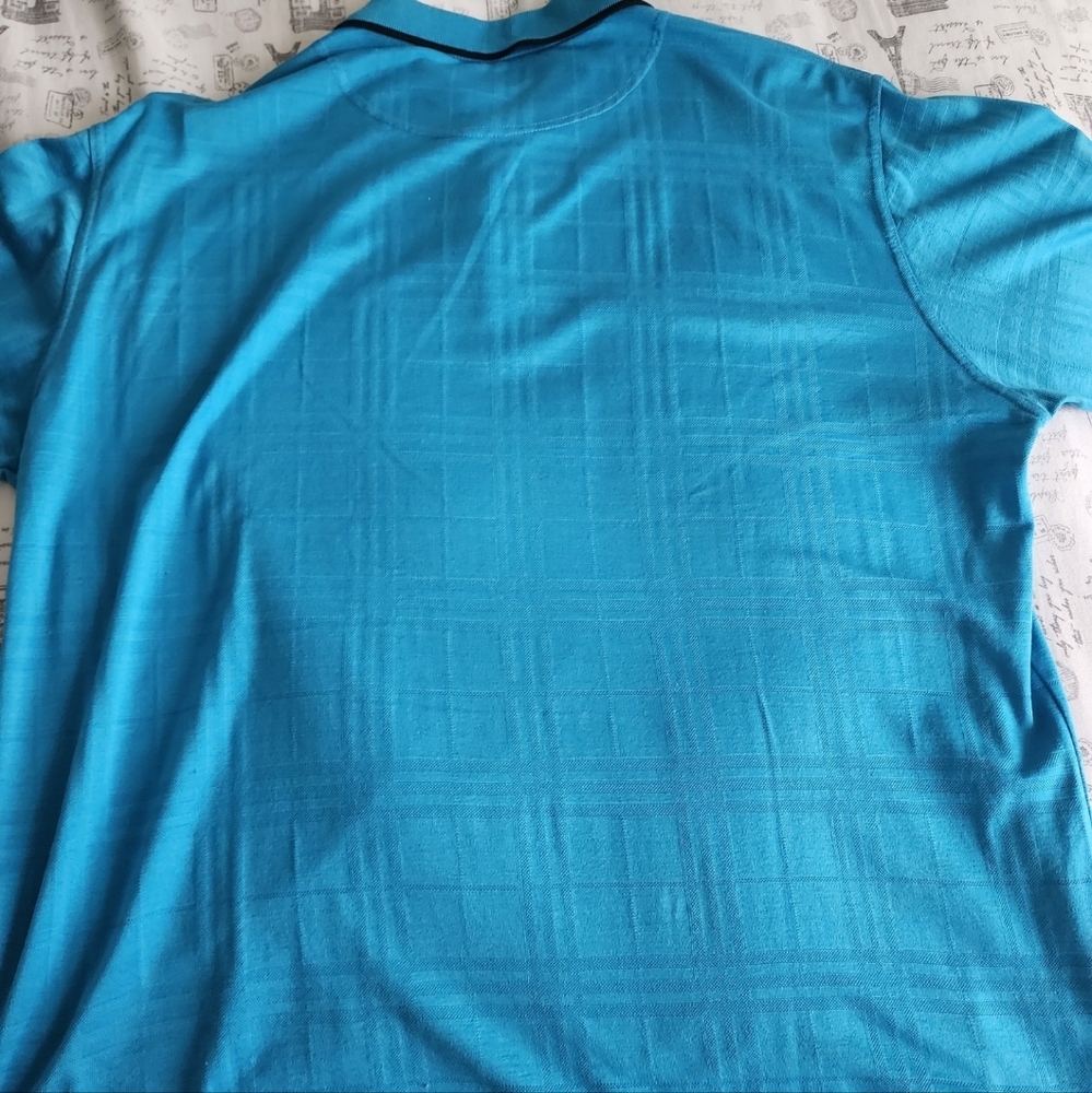 Burberry Ocean Blue Check Long Sleeve Polo Shirt - Picture 4 of 16